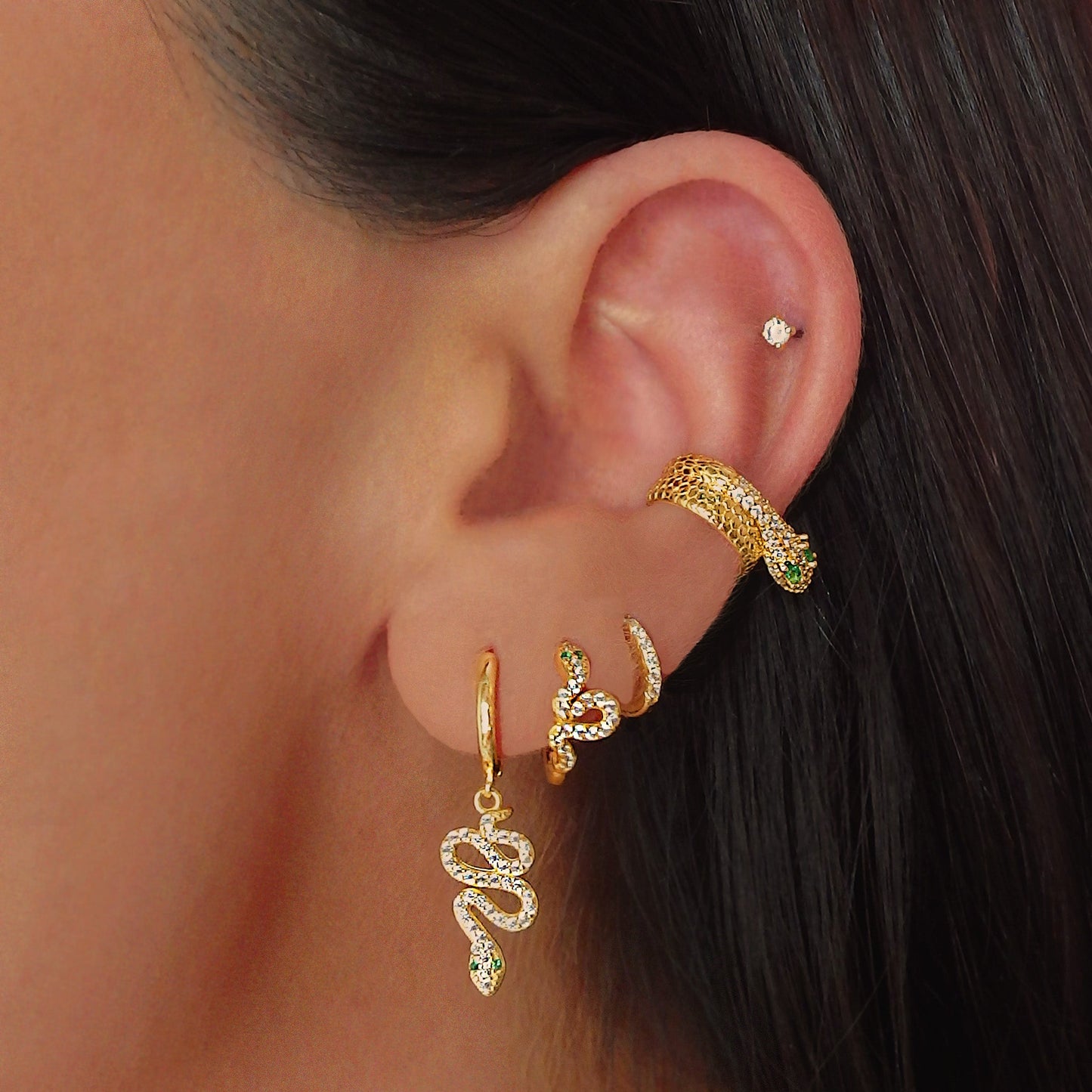SERPENTZ DROP EARRINGS - EMERALD GREEN